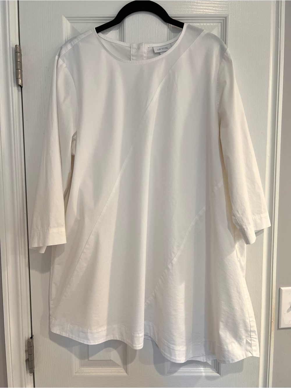 J. Jill Lagenlook Asymmetrical Women's White 3/4 Sleeve Tunic Blouse Top L